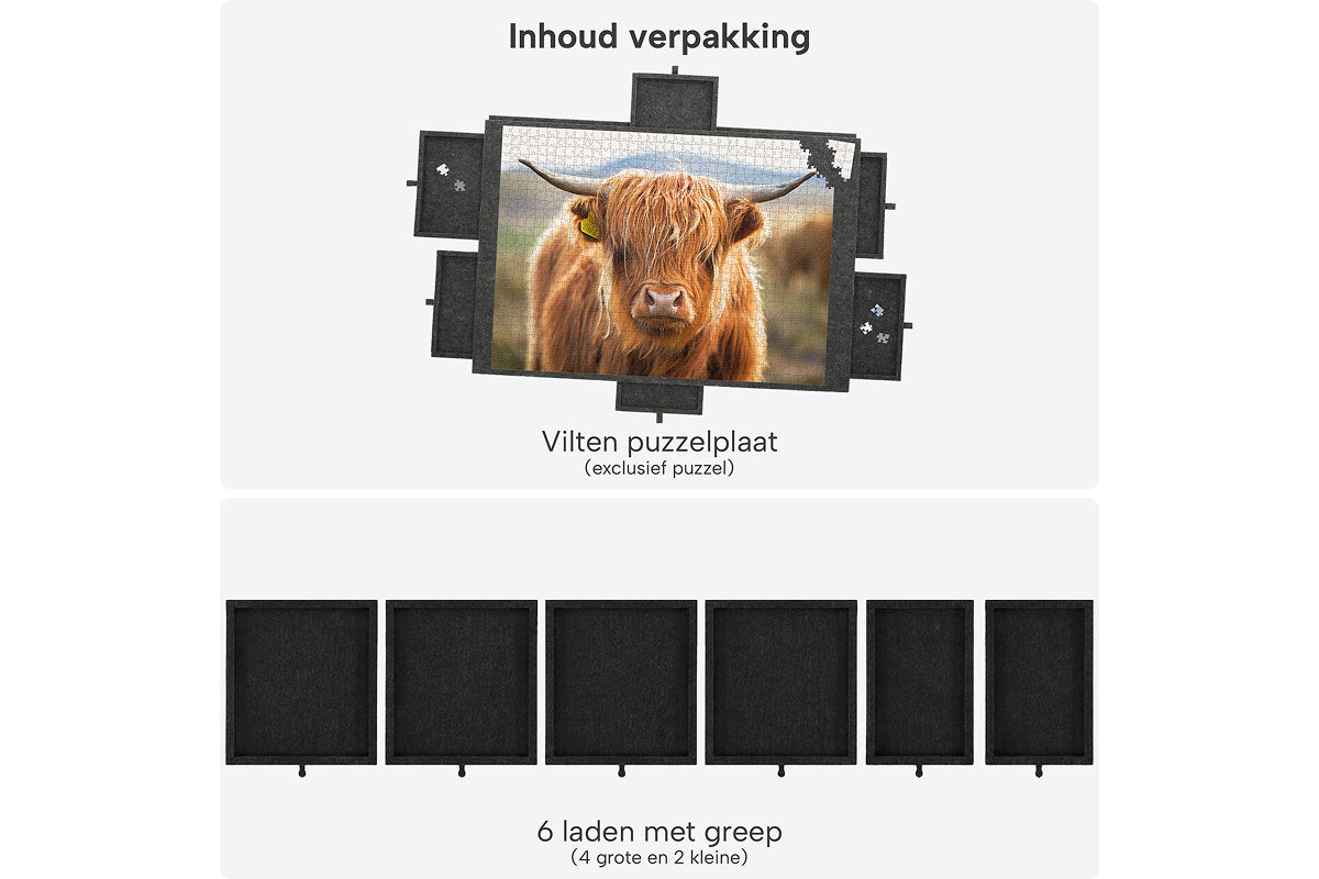 Puzzelbord Ergonomisch Ultra-Lichtgewicht Vilt met 4 lades - 1000 stuks - afbeelding 3